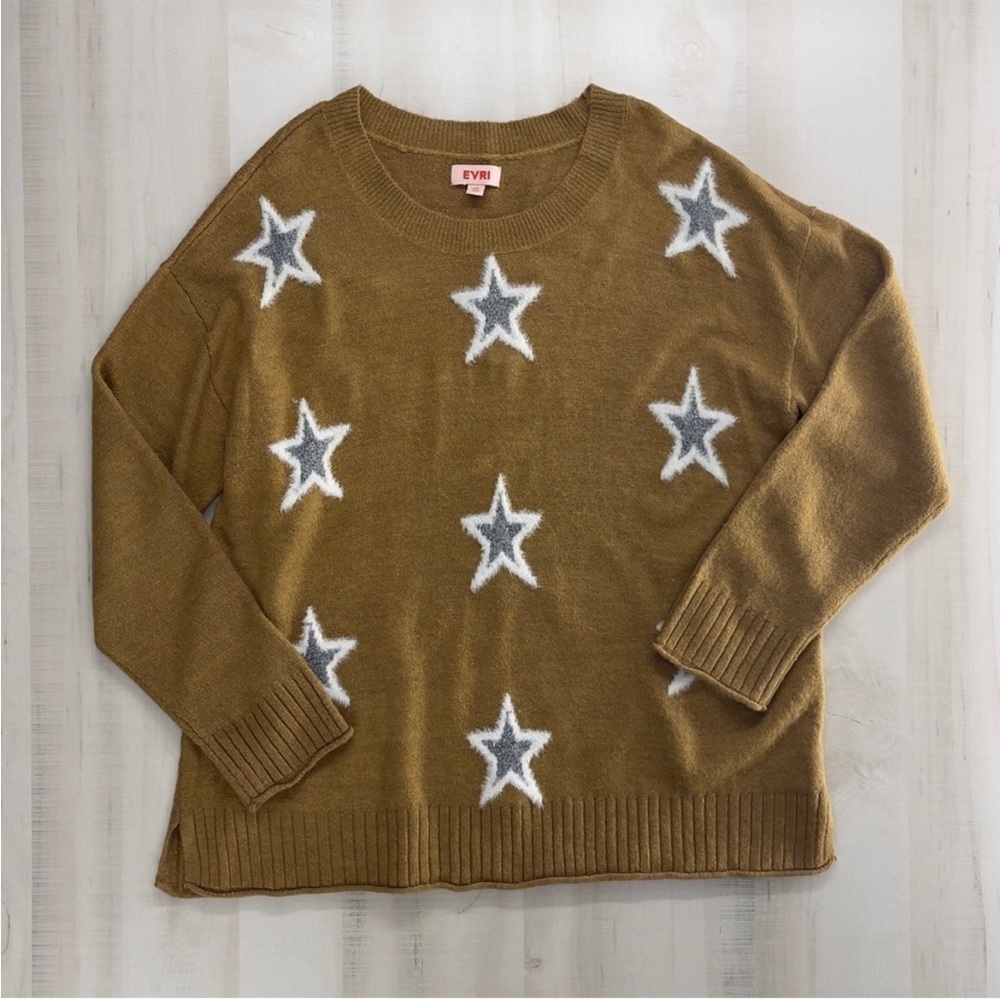EVRI Brown Star Pattern Sweater